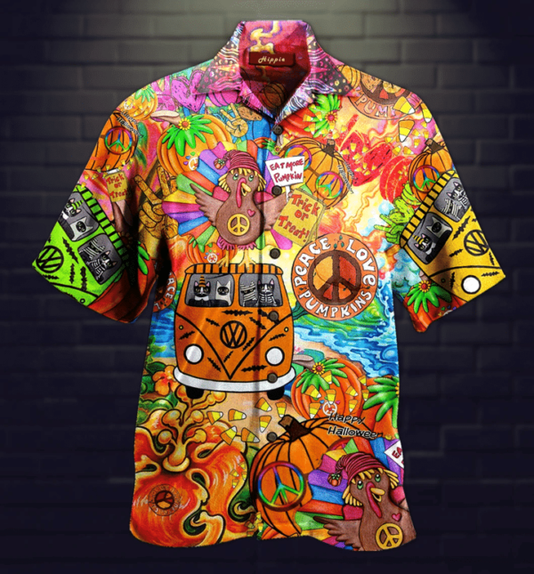 Halloween Hippie Hawaiian Shirt – Beachwear For Men – Gifts For Young Adults