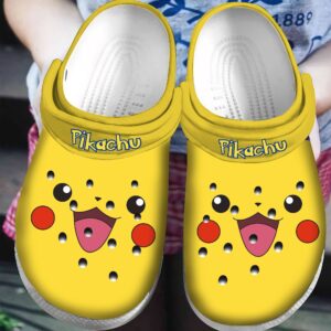 Happy Pikachu face yellow Pokemon Crocs Classic Clog Shoes Zanaboutique