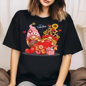 Happy Valentines Day Gnomes With Leopard Sunflower Valentine T-Shirt