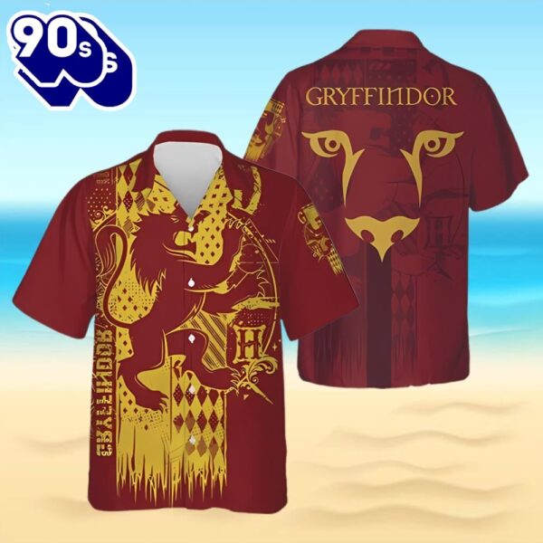Harry Potter Gryffindor Crest Beach Lover Short Sleeve Hawaiian Shirt