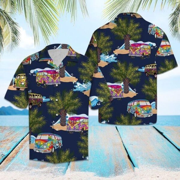 Hippie Bus Hawaiian Shirt For Men Women- Beachwear For Men – Gifts For Young Adults