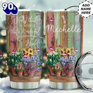 Hippie Flower Butterfly Personalized Tumbler