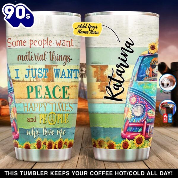 Hippie Girl I Just Want Peace Personalized Tumbler