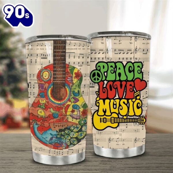 Hippie Guitar Pattern Stainless Steel Cup