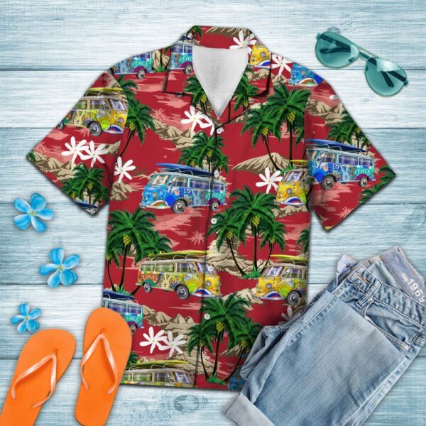 Hippie Hawaiian Shirt Car Palm Island – Beachwear For Men – Gifts For Young Adults
