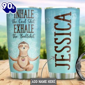 Hippie Inhale Sloth Personalized Tumbler