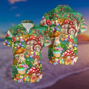 Hippie Mushroom Hawaiian Shirt- Beachwear…