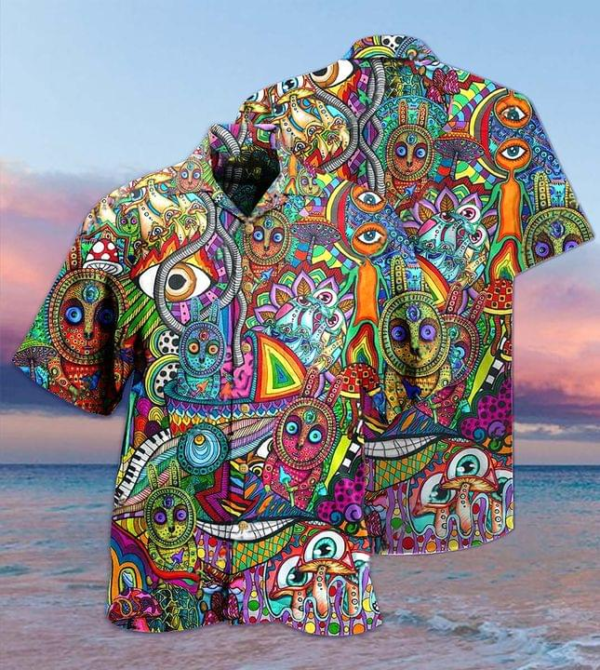 Hippie Pattern Hawaiian Shirt – Beachwear For Men – Gifts For Young Adults