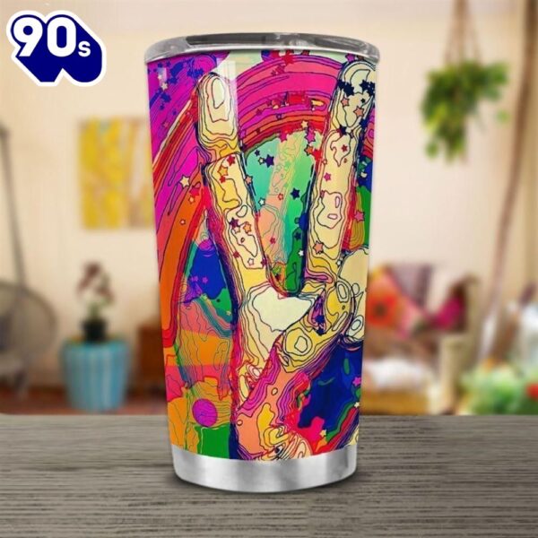 Hippie Peace Color Stainless Steel Cup Tumbler