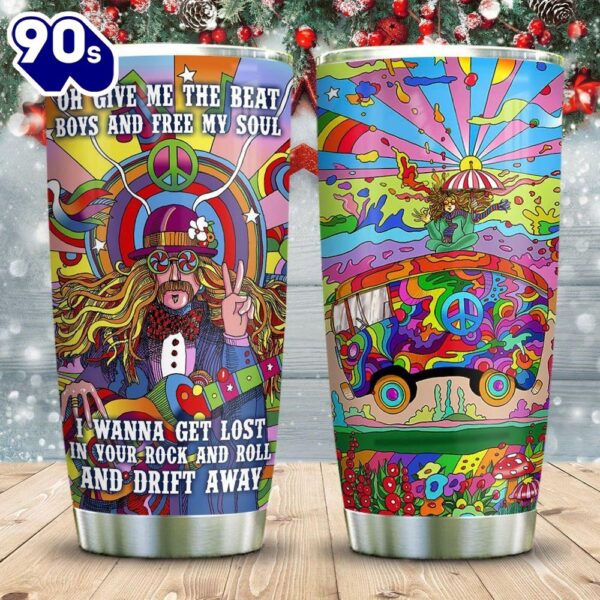 Hippie Rock And Roll Doodle Personalized Tumbler