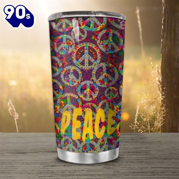 Hippie Sign Pattern Stainless Steel Cup Tumbler