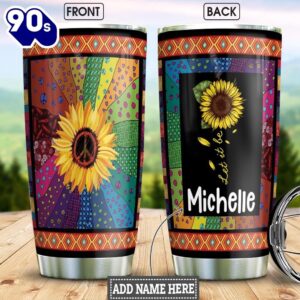 Hippie Sunflower Color Personalized Tumbler