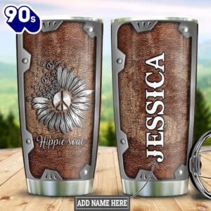Hippie Sunflower Metal Leather Personalized…