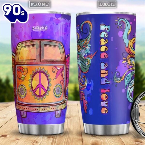 Hippie Van Peace And Love Stainless Steel Cup Tumbler