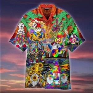 Hippies Gnome Peace Hawaiian Shirt-…