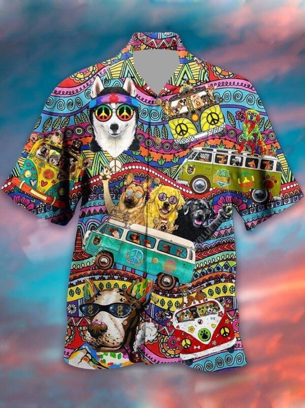 Husky Dog Hippie Hawaiian Shirt – Beachwear For Men – Gifts For Young Adults