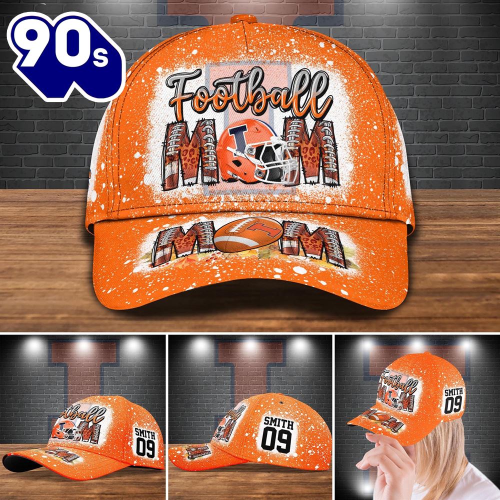 Illinois Fighting Illini Bleached Cap Custom Your Name And Number NCAA Cap