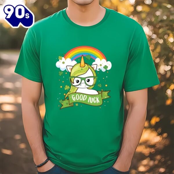 Kawaii Good Luck Rainbow St Patricks Day Unicorn T-Shirt