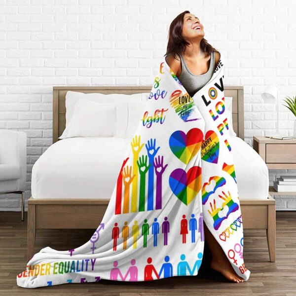 LGBT Gay Pride Rainbow Flag Blanket for Kids Adults Women,Soft Fleece Throw Blanket for couple gay man