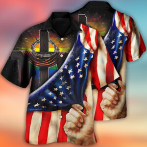 LGBT Independence Day Cross LGBT Flag Lighting Hawaiian Shirt 2