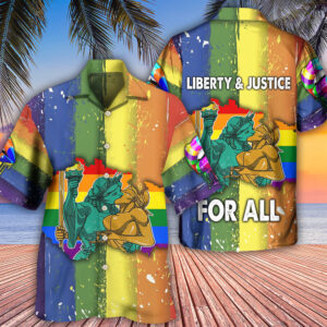 LGBT Liberty And Justice For All Cool Hawaiian Shirt 2