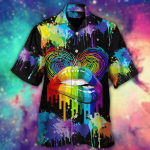 LGBT Lips The Color Of Happiness Hawaiian Shirt 1