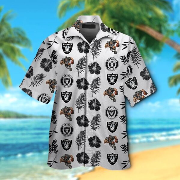 Las Vegas Raiders Short Sleeve Button Up Tropical Hawaiian Shirt