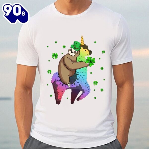 Leprechaun Sloth Riding Llama Unicorn St Patricks Day