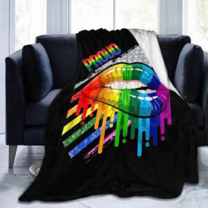 Lesbian Rainbow Lips Pride Flannel Fleece Throw Blankets For Bed Sofa Living Room Soft Blanket 1