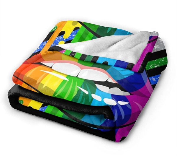 Lesbian Rainbow Lips Pride Flannel Fleece Throw Blankets For Bed Sofa Living Room Soft Blanket