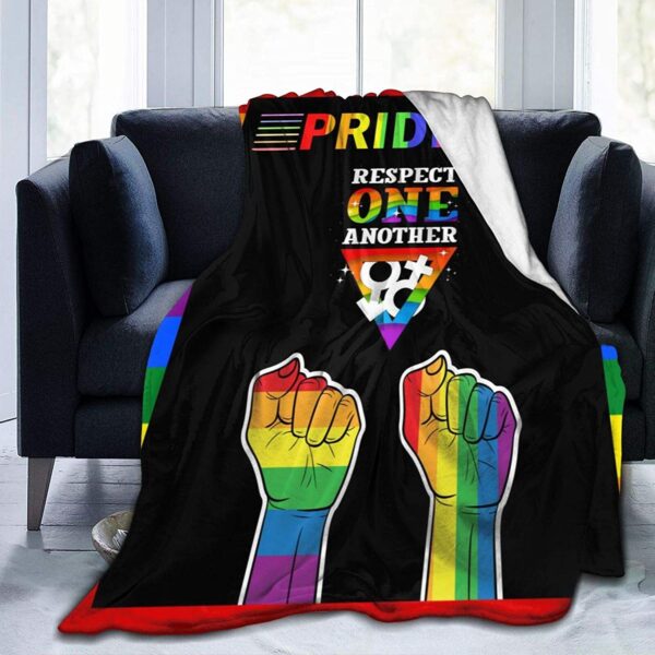 Lgbt Blanket For Lesbian, Gaymer, Respect One Another Rainbow Color Blanket For Lgbt, Pride Gifts