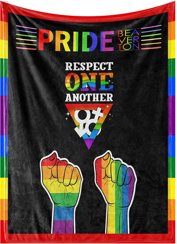 Lgbt Blanket For Lesbian, Gaymer, Respect One Another Rainbow Color Blanket For Lgbt, Pride Gifts