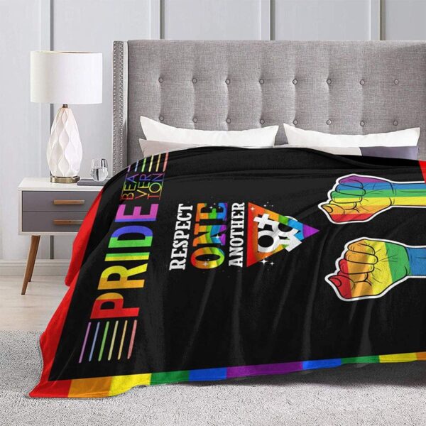 Lgbt Blanket For Lesbian, Gaymer, Respect One Another Rainbow Color Blanket For Lgbt, Pride Gifts