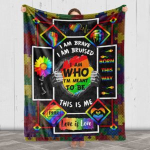 Lgbt Gay Lesbian Pride I Am Who IM Meant To Be Fleece Blanket For Couch Bed Sofa Travelling Camping Printed In Usa 2