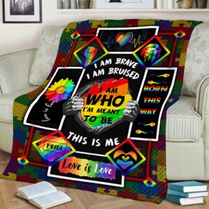 Lgbt Gay Lesbian Pride I Am Who IM Meant To Be Fleece Blanket For Couch Bed Sofa Travelling Camping Printed In Usa 3