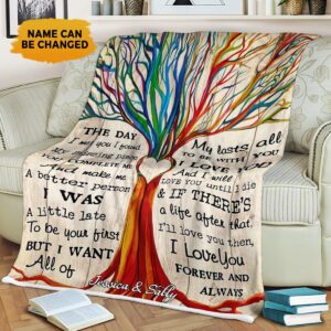 Lgbt Gay Pride Blanket With Personalized CoupleS Name Rainbow Tree Lesbian Gay Trans Bisexual Blanket 1