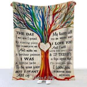 Lgbt Gay Pride Blanket With Personalized CoupleS Name Rainbow Tree Lesbian Gay Trans Bisexual Blanket 3