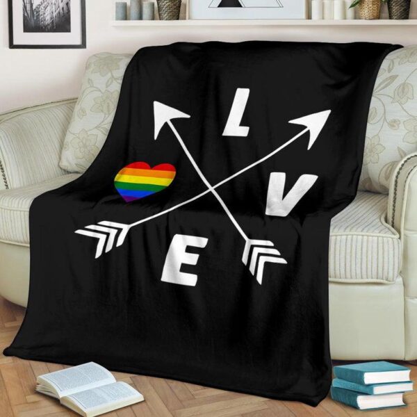 Lgbt Love Is Love Heart Fleece Blanket For Pride Month, Gift For Gay Friend