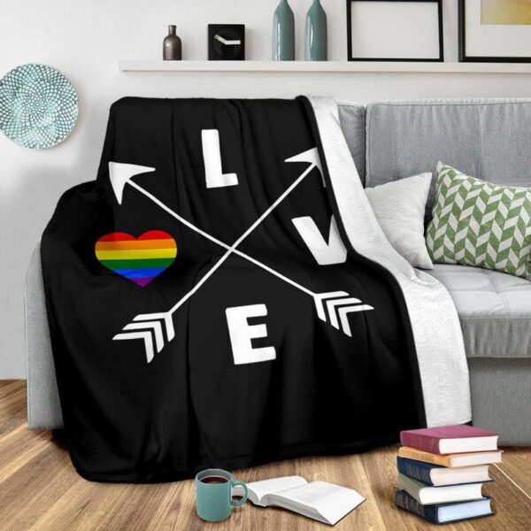 Lgbt Love Is Love Heart Fleece Blanket For Pride Month, Gift For Gay Friend