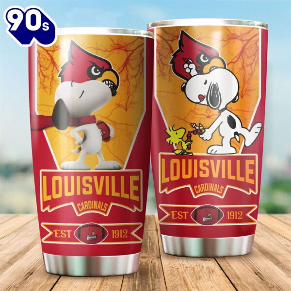 Louisville Cardinals Snoopy All Over Print 3D Tumbler-TPH