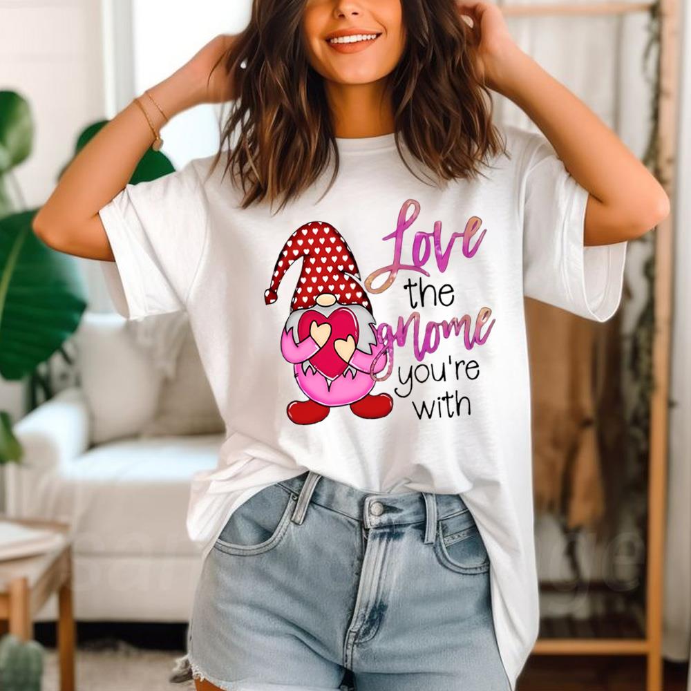 Love The Gnome Shirt Valentine's Day T-Shirt Gnome Valentine's Tee Couple Matching Clothes Valentine's Day Girlfriend