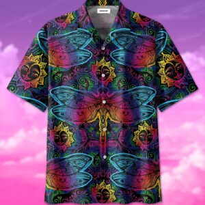 Mandala Dragonfly Hippie Hawaiian Shirt…
