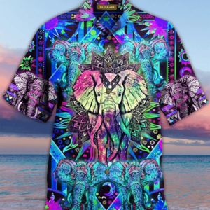 Mandala Elephant Hippie Hawaiian Shirt…