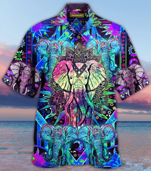Mandala Elephant Hippie Hawaiian Shirt – Beachwear For Men – Gifts For Young Adults