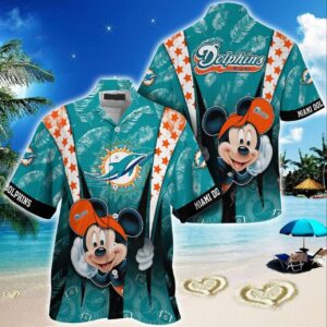 Miami Dolphins Logo Mickey Mouse Disney  NFL Hawaiian Shirt