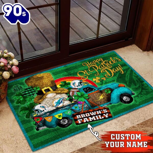 Miami Dolphins NFL-Custom Doormat For The Celebration Of Saint Patrick’s Day