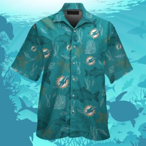 Miami Dolphins Short Sleeve Button Up Tropical Hawaiian Shirt VER011