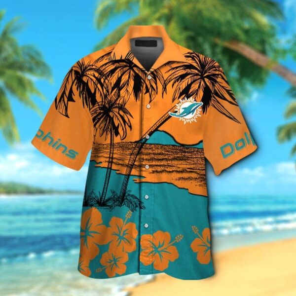Miami Dolphins Short Sleeve Button Up Tropical Hawaiian Shirt VER022
