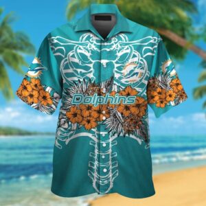 Miami Dolphins Short Sleeve Button Up Tropical Hawaiian Shirt VER09