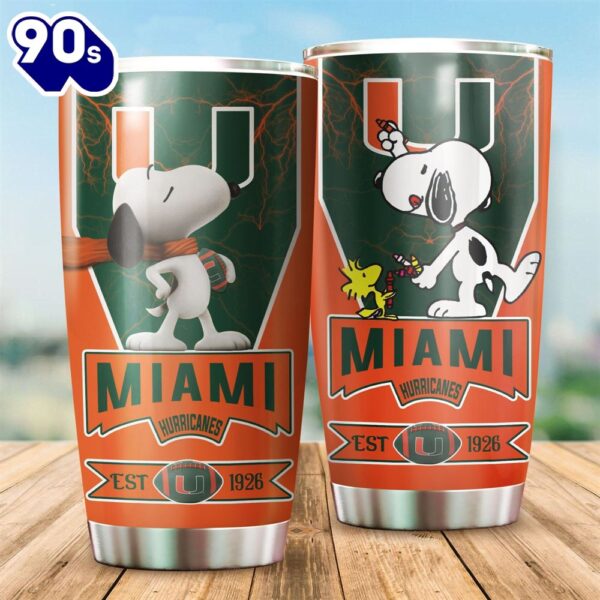 Miami Hurricanes Snoopy All Over Print 3D Tumbler-TPh
